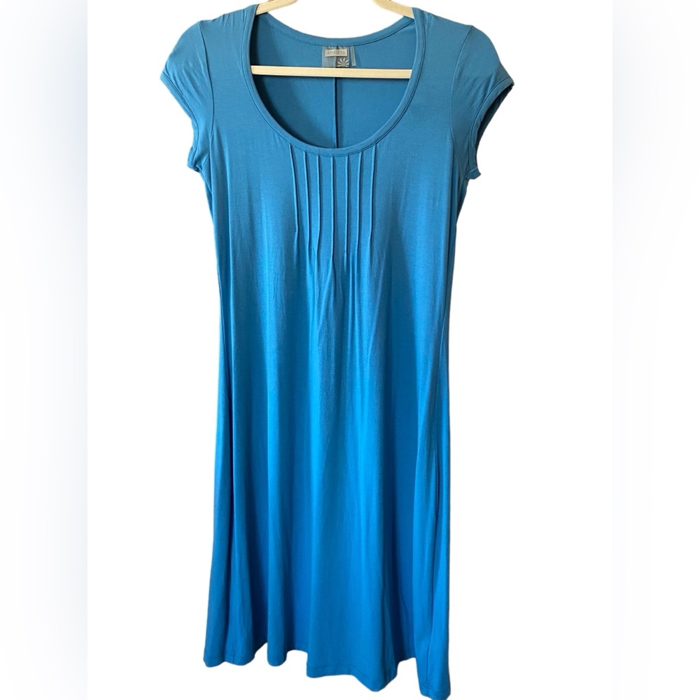 Athleta Activewear Travel Dress, Aqua/Turquoise Blue, Made in Portugal, Size S